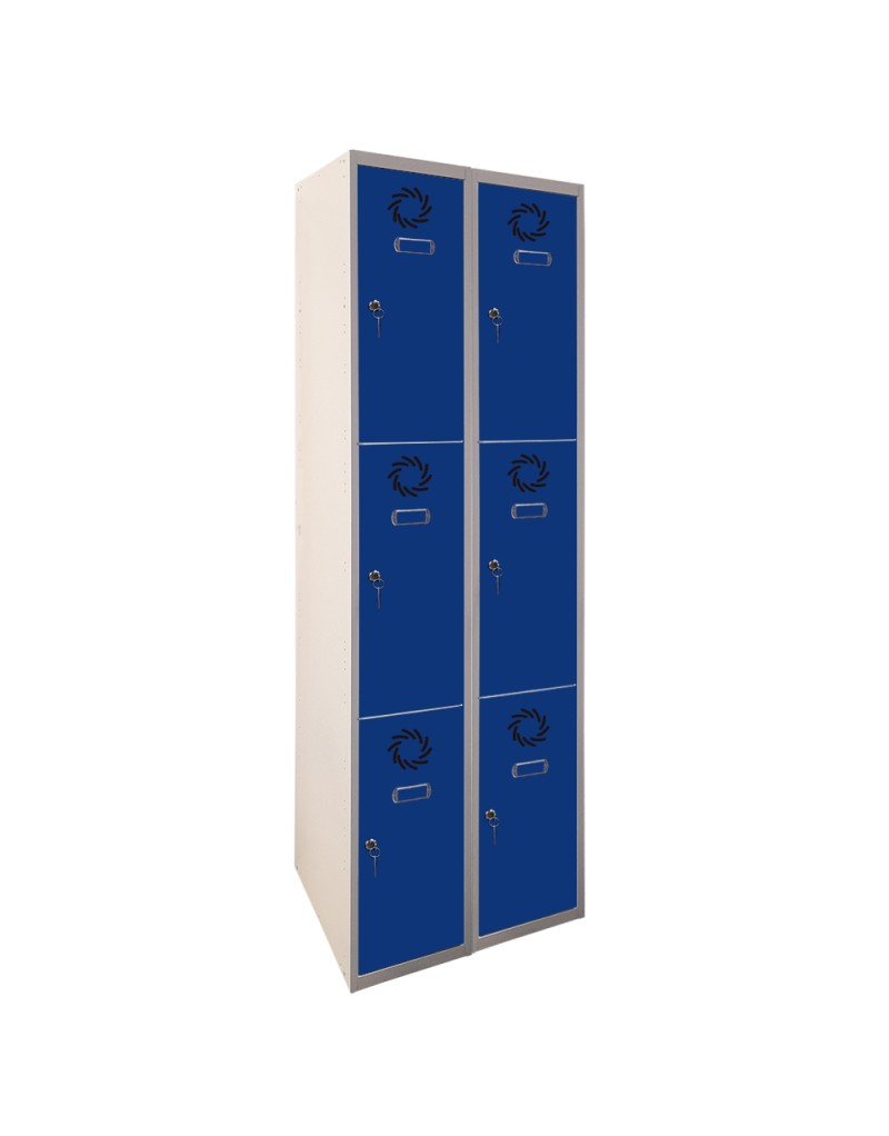 Taquilla Metálica 3 Puertas 2 Cuerpos